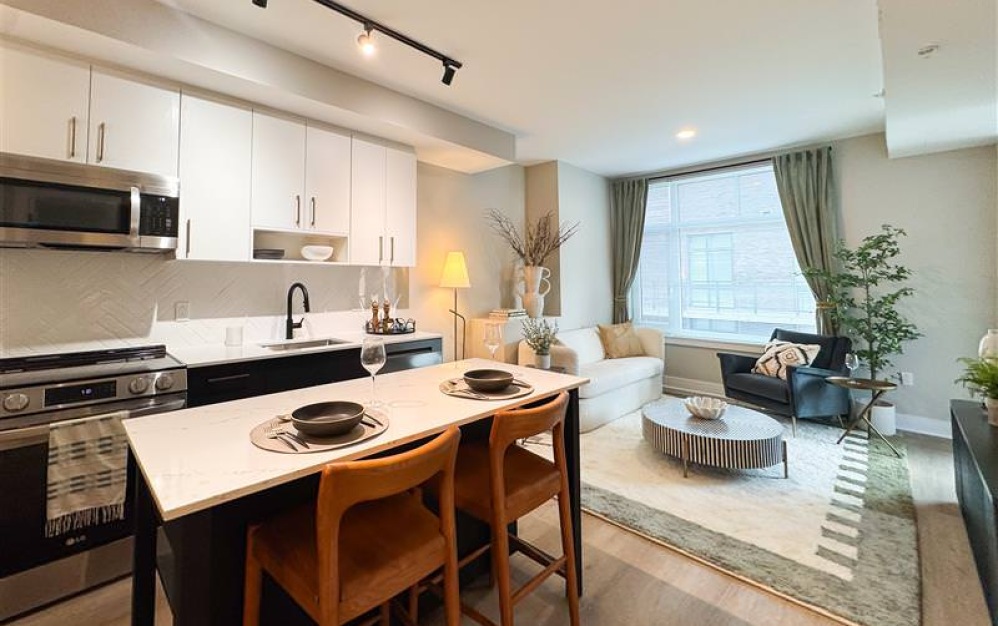 Downtown Bethesda luxury apartment with balcony and open-concept living