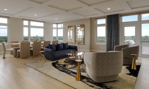 Expansive windows in living and dining room