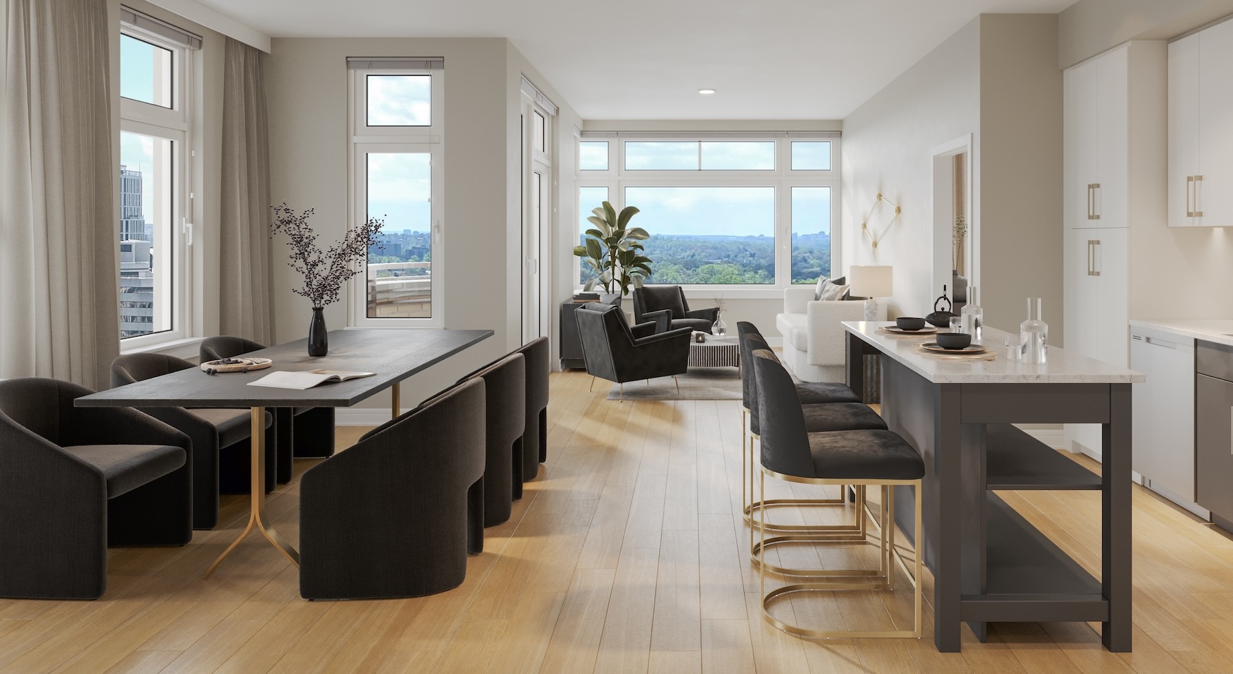 modern and open-designed penthouse dining area